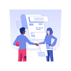 Contractor agreements isolated concept vector illustration. Partners sign collaboration contract, successful deal, business documents, company documentation, corporate paperwork vector concept.