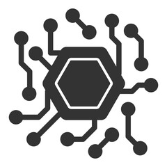 Fragment of a circuit board, etched tracks for placing a microcircuit - vector sign, web icon, illustration on a white background, glyph style