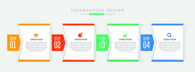 Infographic template design, Vector infographic design with 4 options or steps, Colorful gradient infographic design, Business infographic template for presentation, brochure, diagram, flow charts