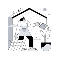 Eco house abstract concept vector illustration. Environmentally low-impact home, ecohome technology, thermal insulation, renewable resources, passive house, waste recycling abstract metaphor.