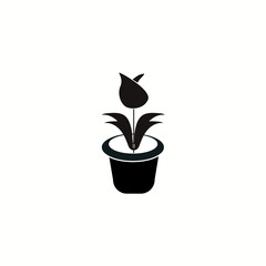 Tulip Flower in Pot Icon Vector Template Illustration