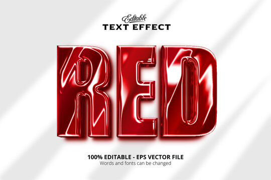 Editable Text Effect, White Background, Red Text