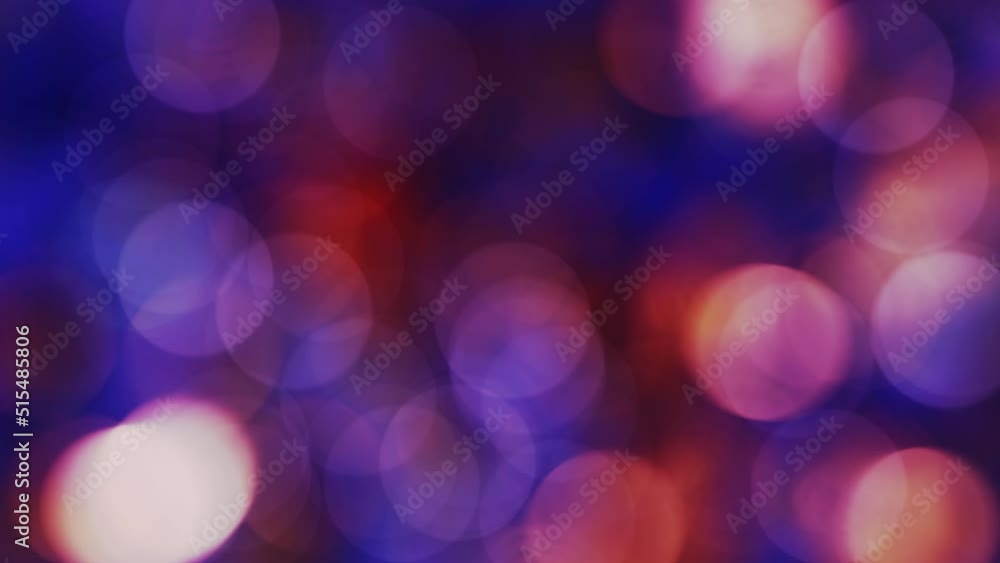 Poster looping 3d animation of the moving and blinking dark blue and pink light particles bokeh rendered in