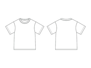 Blank crew neck kids t-shirt mockup short sleeves short sleeves, vector fashion illustration template