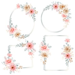 beautiful flower frame set with line gold