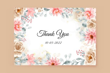 thank you card with flower frame background