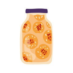 Homemade jar for preserving fruits and vegetables.Glass jars with canned vegetables, compotes and berry jams. Winter supplies. Autumn harvest season.