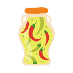 Homemade jar for preserving fruits and vegetables.Glass jars with canned vegetables, compotes and berry jams. Winter supplies. Autumn harvest season.