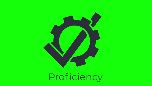 Technical excellence, mastery of opportunities. Animation of the checkmark and gear icon on a green background.