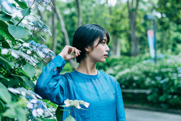 紫陽花 女性 ポートレート