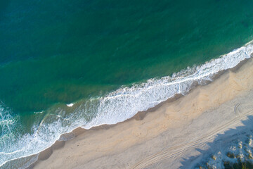 zenithal aerial view of a beach shore