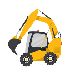 Excavator machine. Construction Industry. Vector illustration