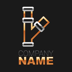 Line Industry metallic pipe icon isolated on black background. Plumbing pipeline parts of different shapes. Colorful outline concept. Vector
