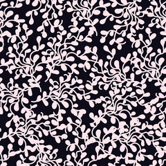 Seamless  dark pattern with bouquets drawn in a flat style for gift wrapping