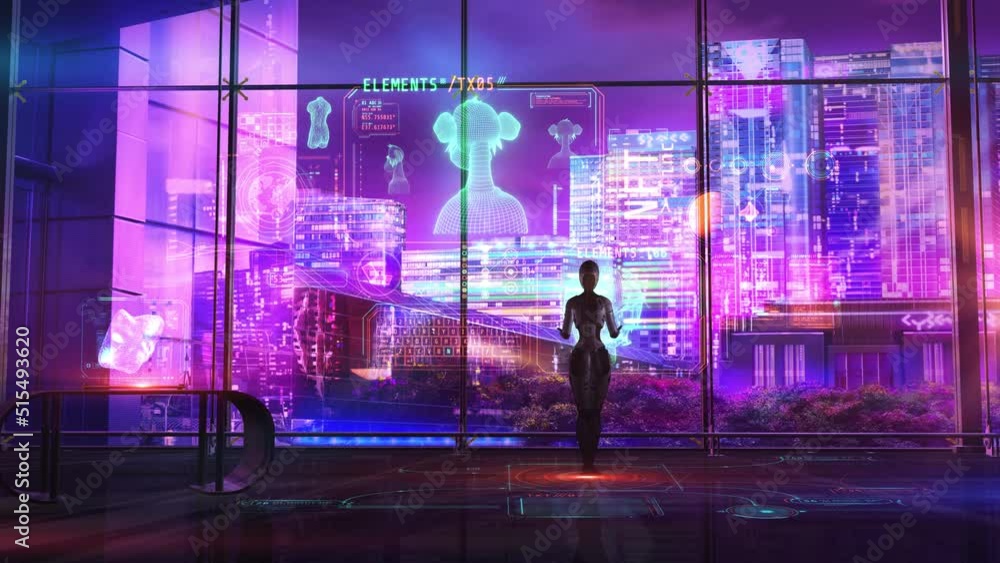 Poster background android and nft in sci-fi colors