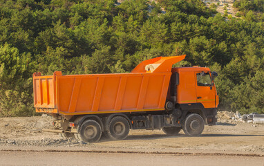 Dump truck at road
