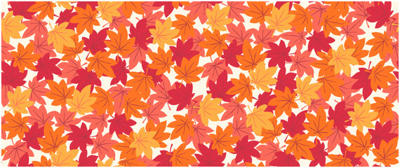 秋、紅葉のシームレスなパターン-手描き-1リピート