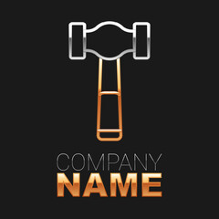 Line Hammer icon isolated on black background. Tool for repair. Colorful outline concept. Vector