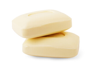 Pieces of soap isolated on white background.