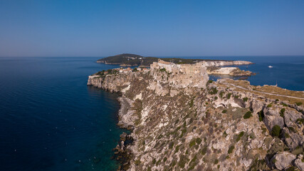 Italy, July 2022: Panoramic aerial view of the Tremiti islands in Puglia