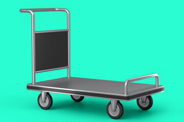 Airport luggage cart or baggage trolley side on green background