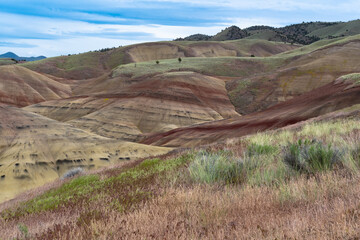 Colorful and unusual land formation in the Painted Hills in Central Oregon, United States.