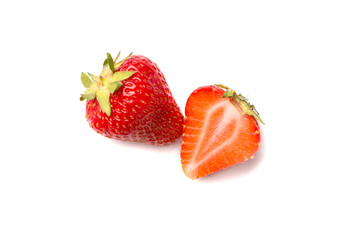Strawberries isolated on white, top view