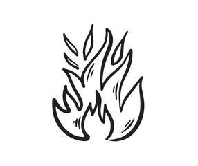 Bonfire set, hand drawn illustration, flame, burning.