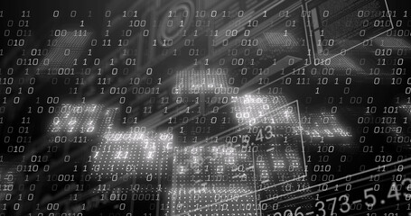 Image of data processing on black background