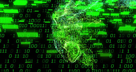 Image of data processing on black background