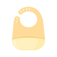 Silicone or plastic baby bib with a pocket icon in flat style isolated on white background.