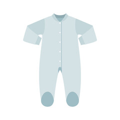 Longsleeve baby jumpsuit in flat syle isolated on white background.