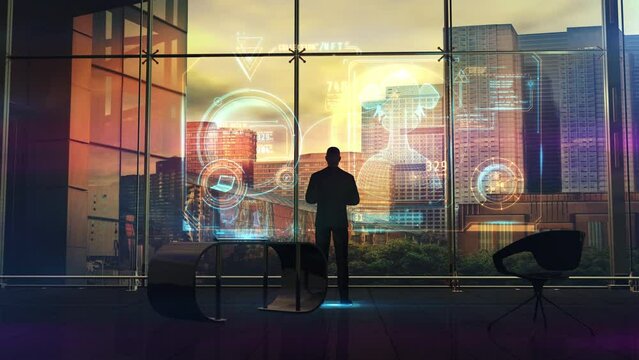 Businessman preparing NFT collection using virtual interface