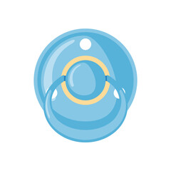 Blue baby pacifier icon in flat style isolated on white background.