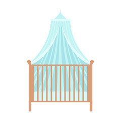 Baby crib icon in flat style isolated on white background. Furniture for a newborn.