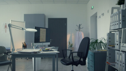 Modern design doctor cabinet for patients consultation. View of physician office