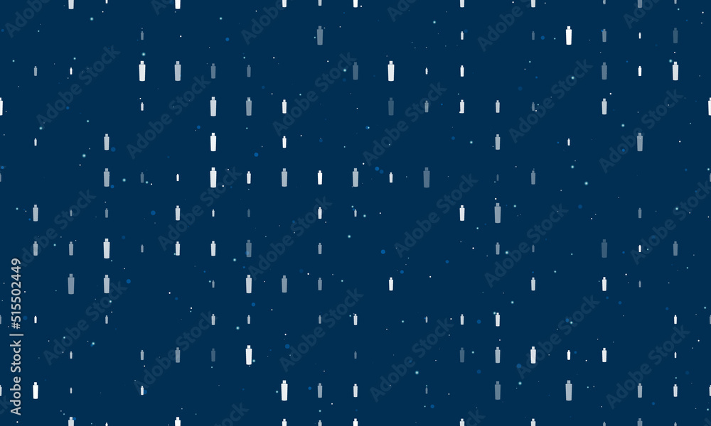 Poster seamless background pattern of evenly spaced white shampoo symbols of different sizes and opacity. v