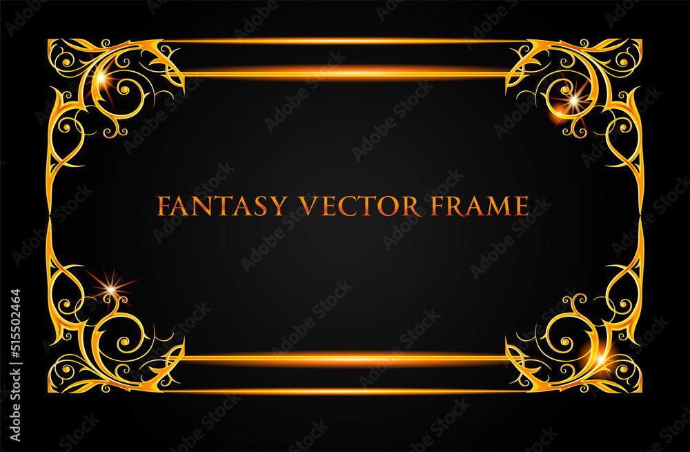 Wall mural gold fantasy frame