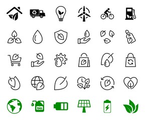 ECOLOGY Vector Line Icons Set, contains icons such as photosynthesis, environmental protection, eco-friendly packaging, growth time, editable stroke, Keep Ecology
