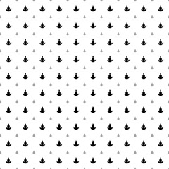 Square seamless background pattern from black yoga symbols are different sizes and opacity. The pattern is evenly filled. Vector illustration on white background