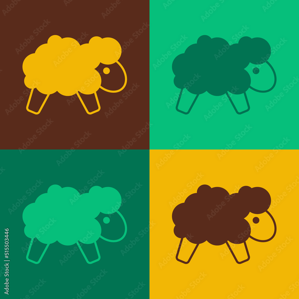 Aufkleber pop art sheep icon isolated on color background. counting sheep to fall asleep. vector