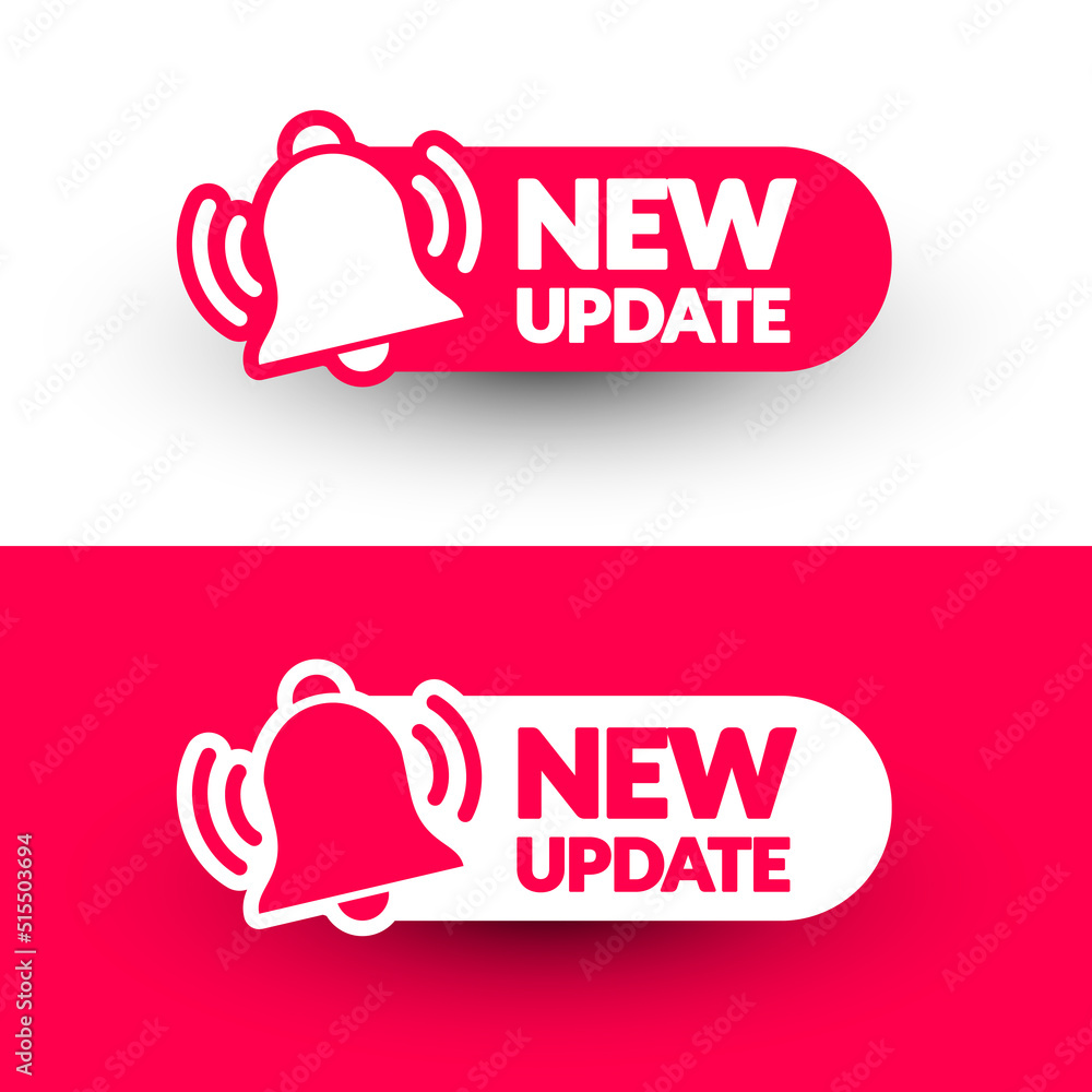 Poster round label set with text new update