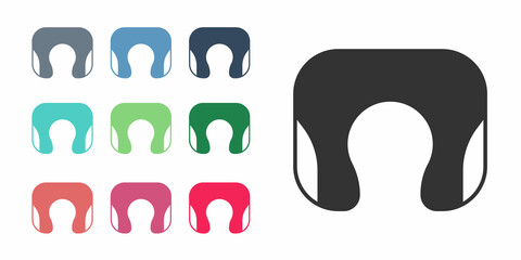 Black Travel neck pillow icon isolated on white background. Pillow U-shaped. Set icons colorful. Vector