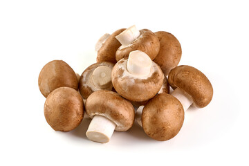 Brown champignons, isolated on white background.