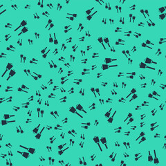 Black Lamp hanging icon isolated seamless pattern on green background. Ceiling lamp light bulb. Vector