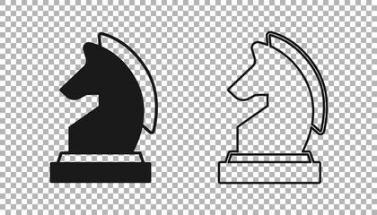 Black Chess icon isolated on transparent background. Business strategy. Game, management, finance. Vector
