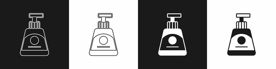 Obraz premium Set Cream or lotion cosmetic tube icon isolated on black and white background. Body care products for woman. Vector