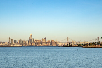 sunrise in San Francisco with bay bridge