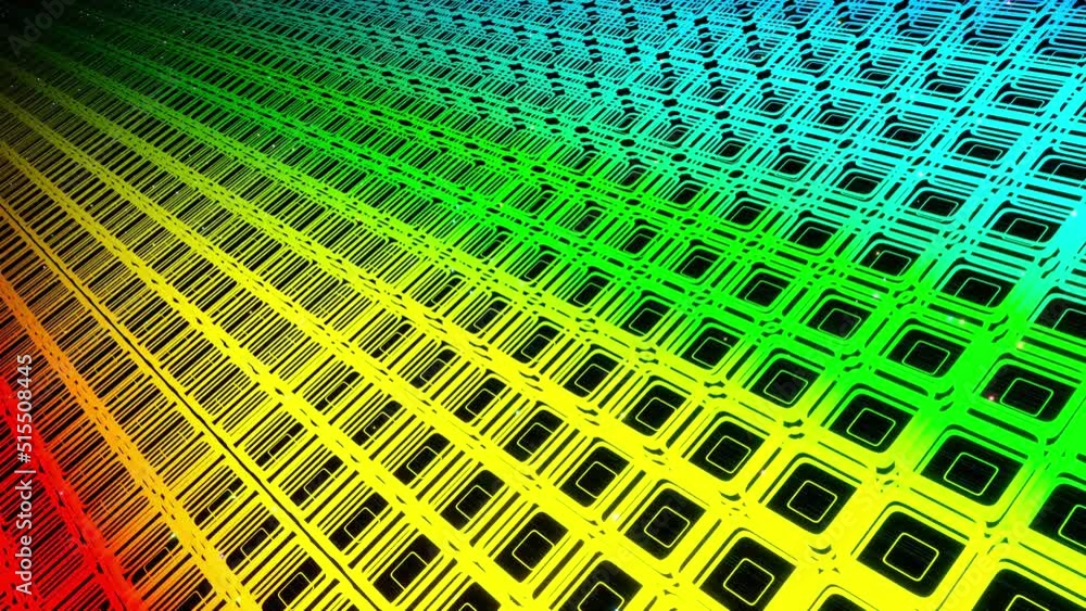 Aufkleber vj abstract sci fi futuristic bg. fly over 3d multilayer hologram complex pattern. neon light rainbo