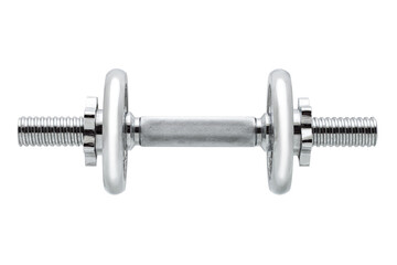 set of adjustable dumbbells from stainless steel, prefabricated accessory consisting of a threaded...